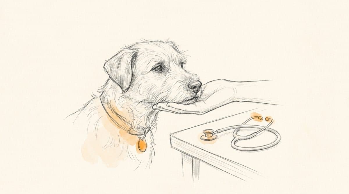Hund legt entspannt das Kinn in die Hand der Trainerin (Chinrest) — Medical Training der Hundeschule Willenskraft in Korneuburg & Wien