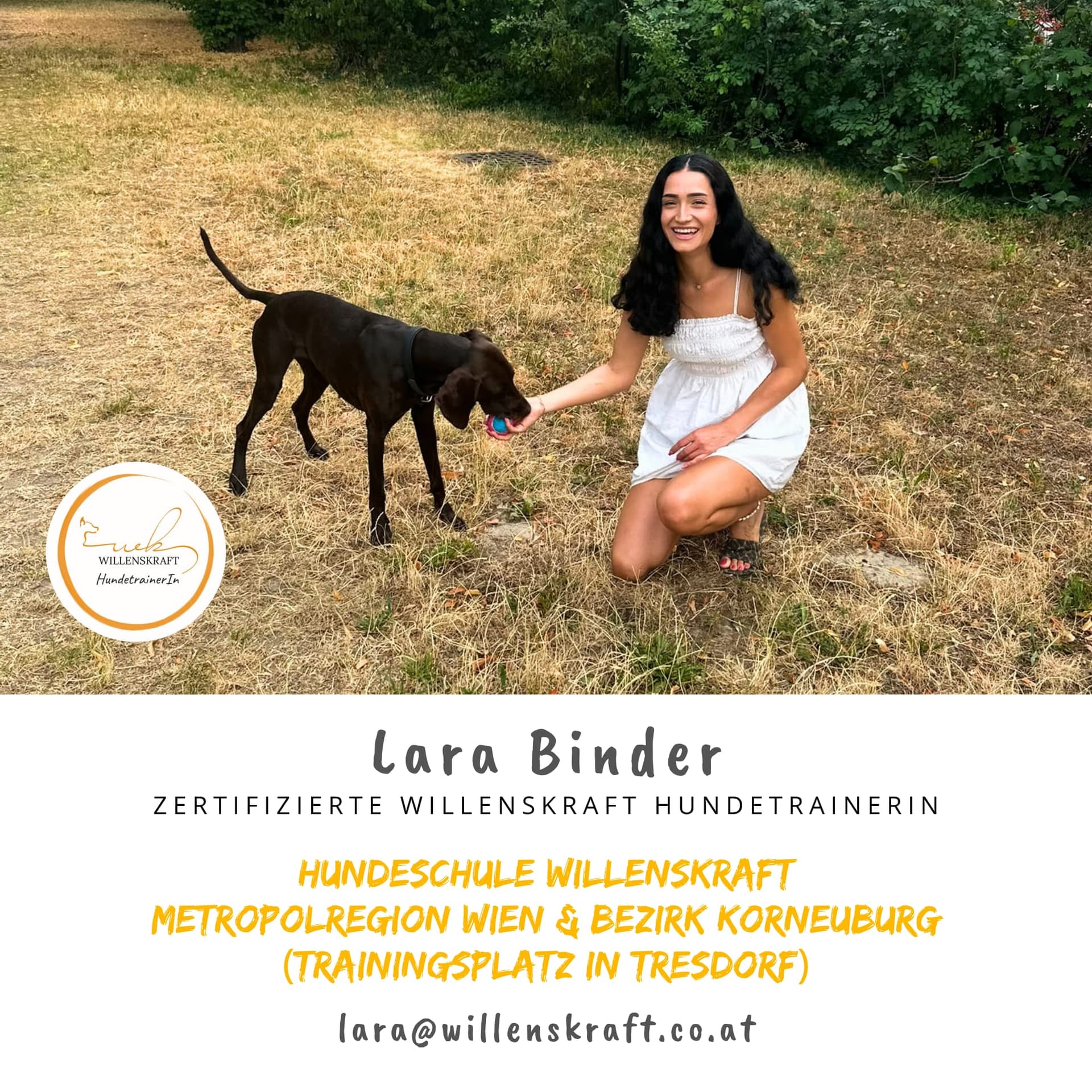 Lara Binder — Willenskraft-Hundetrainerin für Korneuburg, Stockerau & Wien